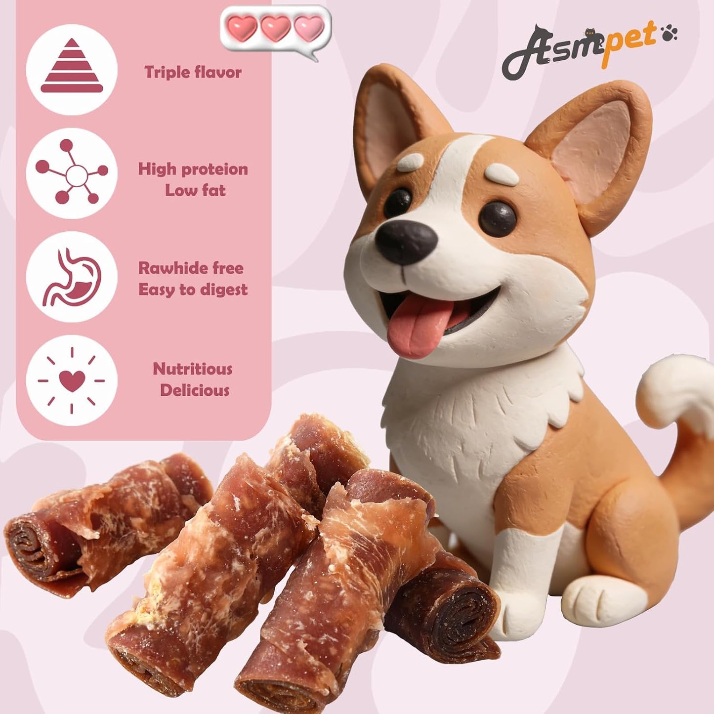 Golosinas para perros pato carne res pollo sabor