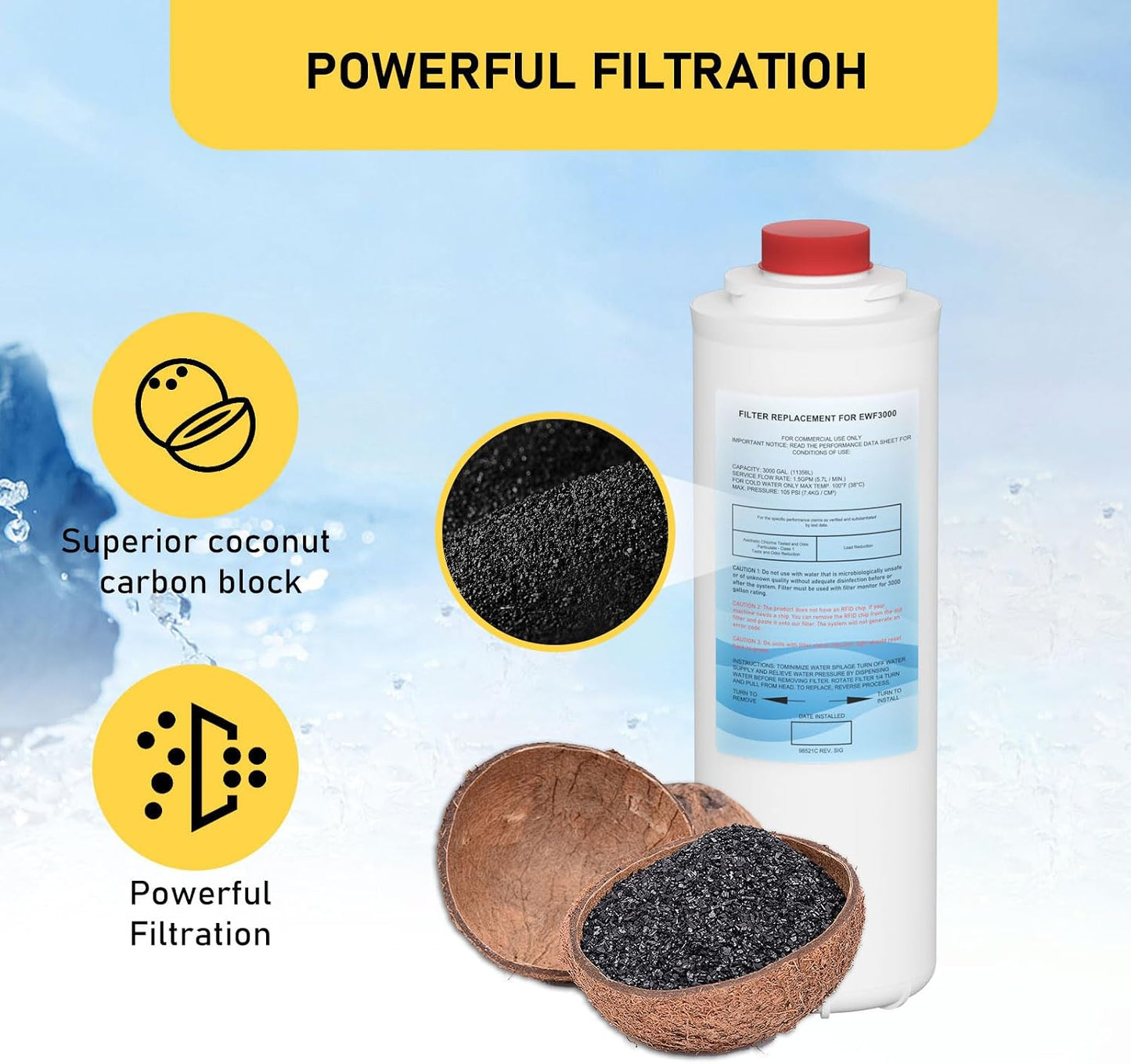 Filtro agua repuesto 3000gal comp EWF3000 ERF750