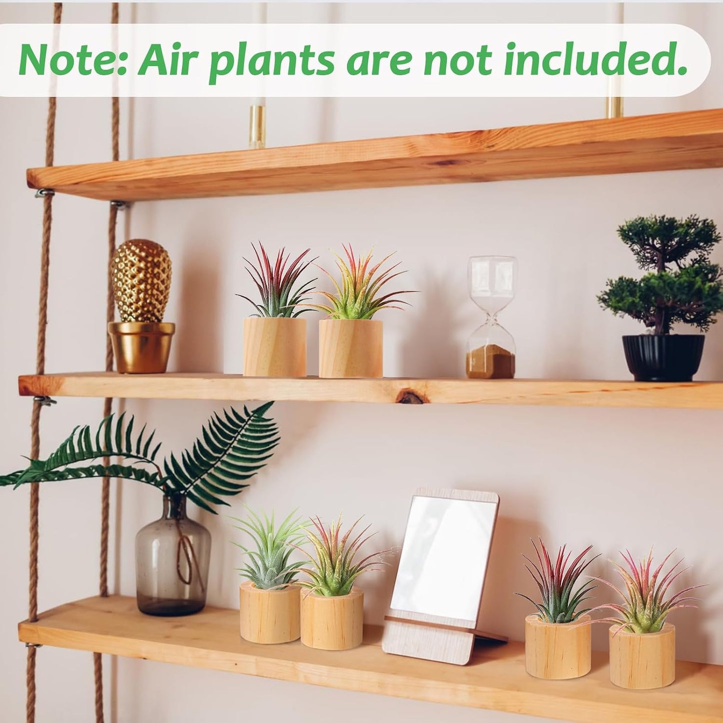 6 Soportes Madera Plantas Aire Estilo Rústico 1.2pulg