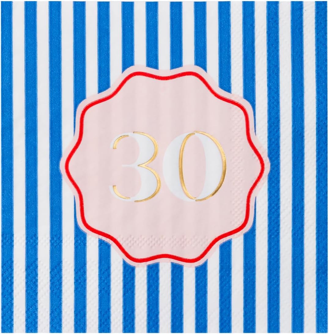 Servilletas de cóctel de papel azul para fiesta de 30 cumpleaños