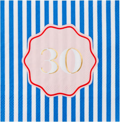 Servilletas de cóctel de papel azul para fiesta de 30 cumpleaños