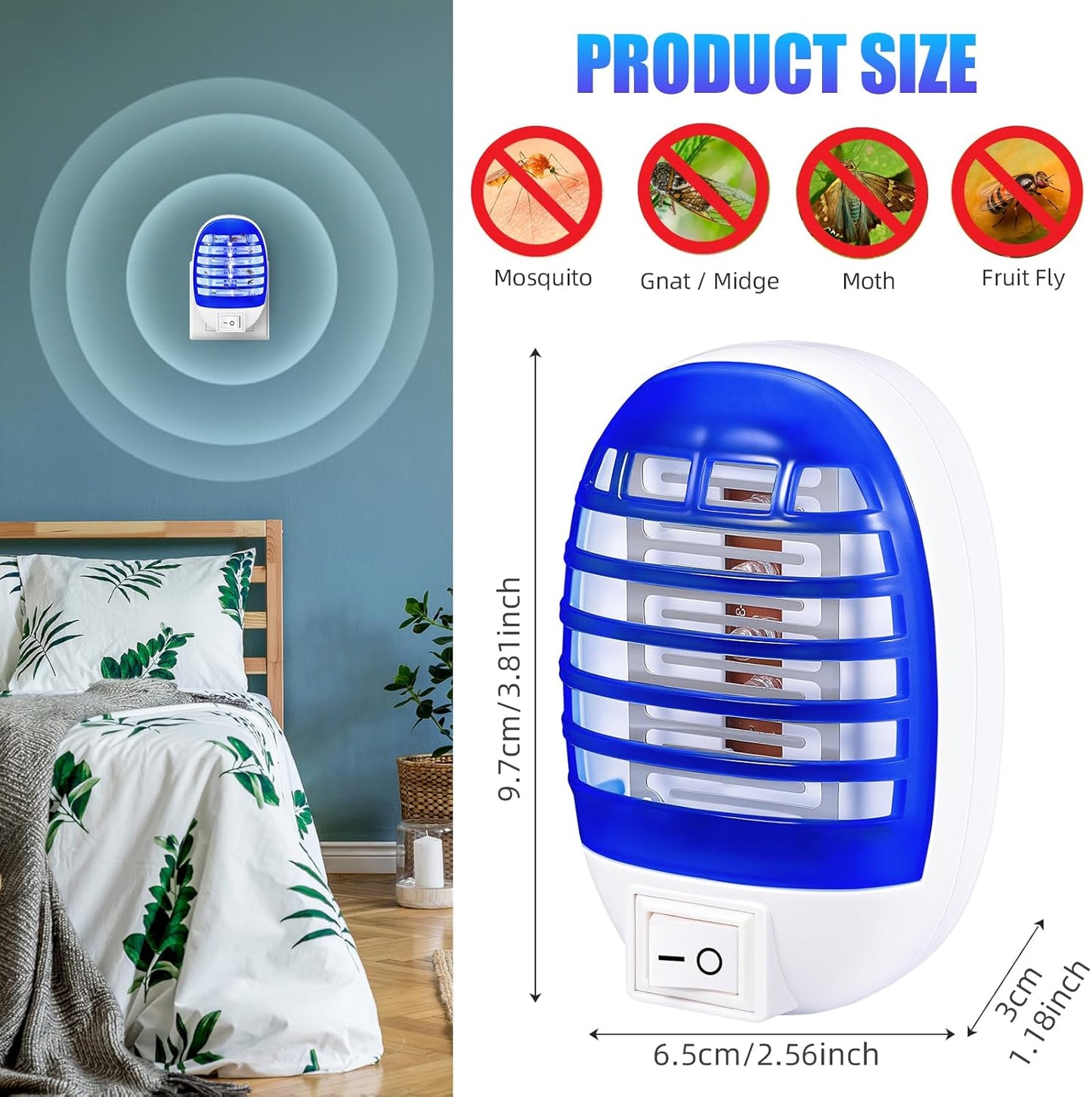 Trampa eléctrica mosquitos 4unid para hogar cocina