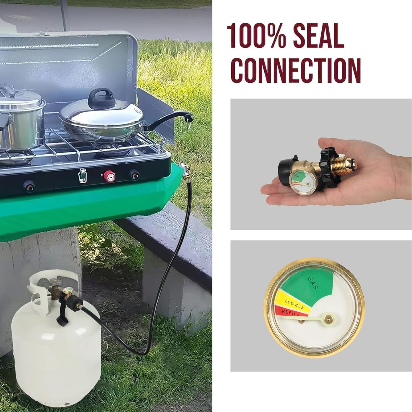 Adaptador tanque propano 100lb POL a QCC1 con medidor