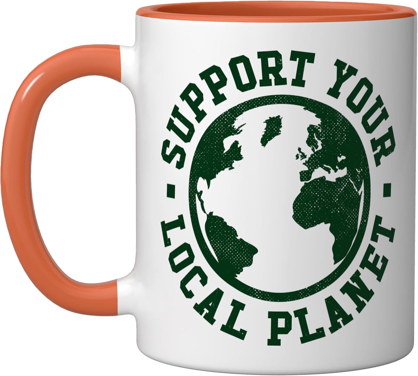 Taza Cerámica Apoya Tu Planeta Naranja/Blanco