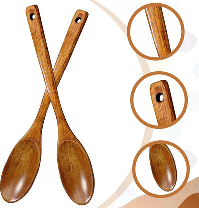 2 Cucharas Madera Mango Largo 12.8pulg Antiadherente