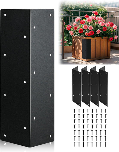 4 Soportes Esquina Elevada Acero Inox para Cama Jardín