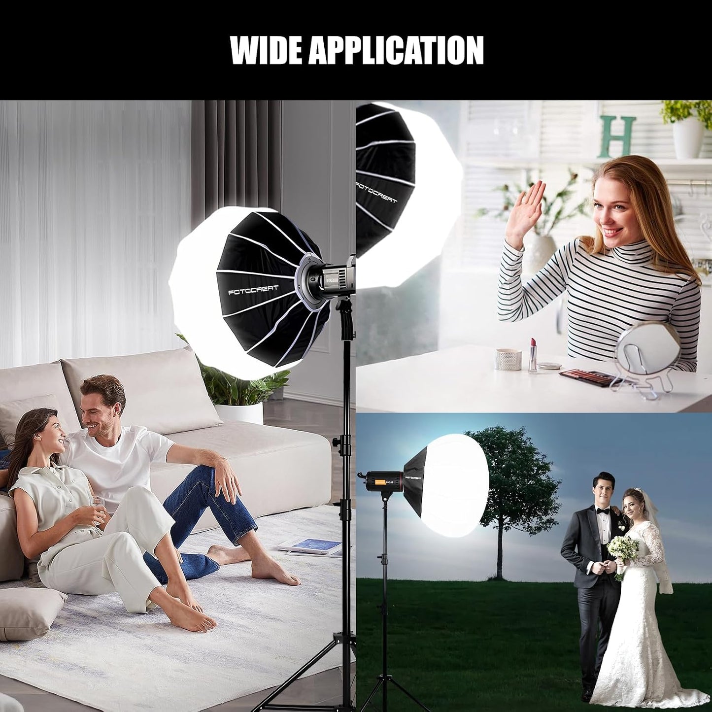 Linterna Softbox 65cm ajuste rápido difusor 360° montaje Bowens