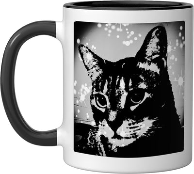 Taza cerámica para gatos Born to Love Cats negra/blanca