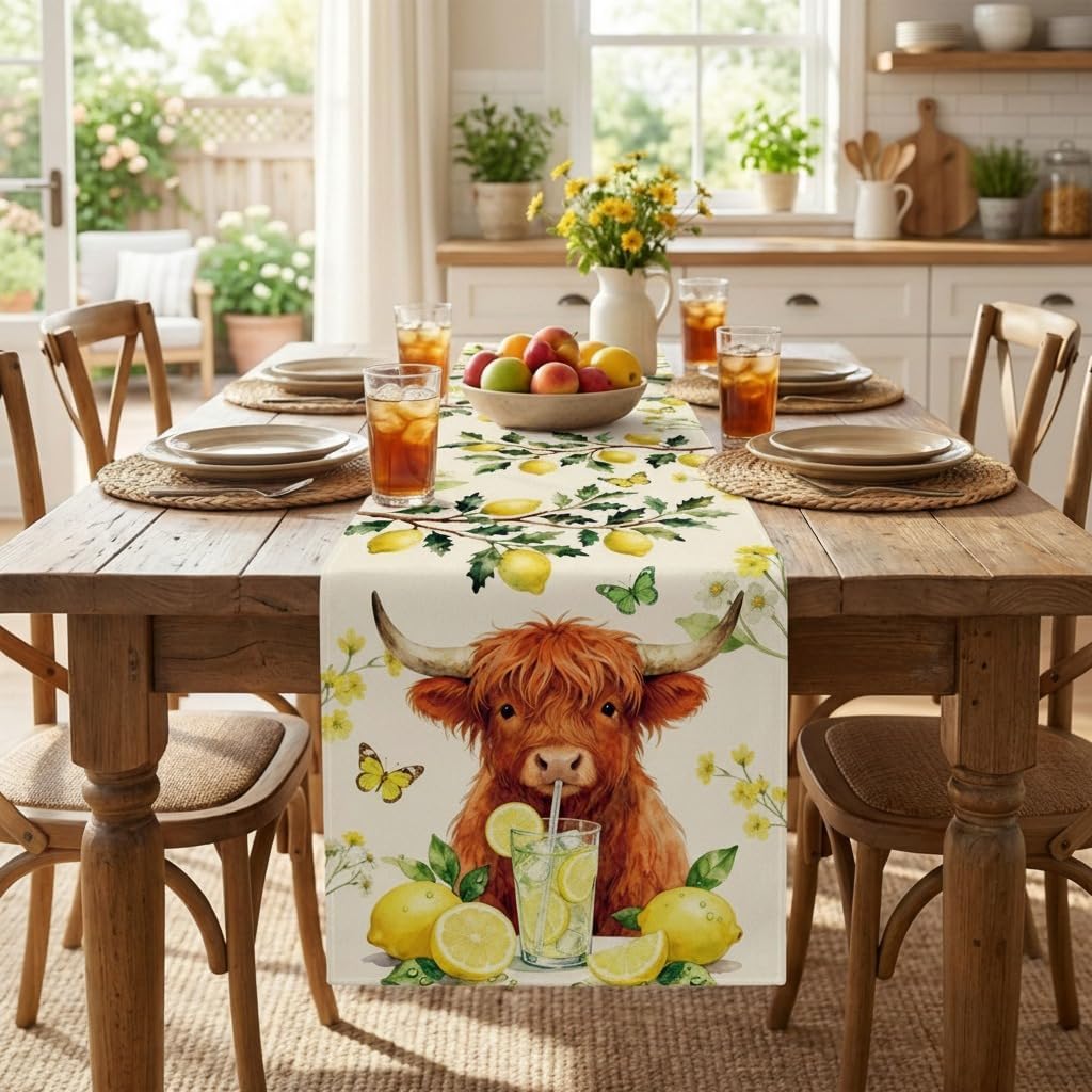 Camino mesa verano vaca 13x72pulg decoración hogar