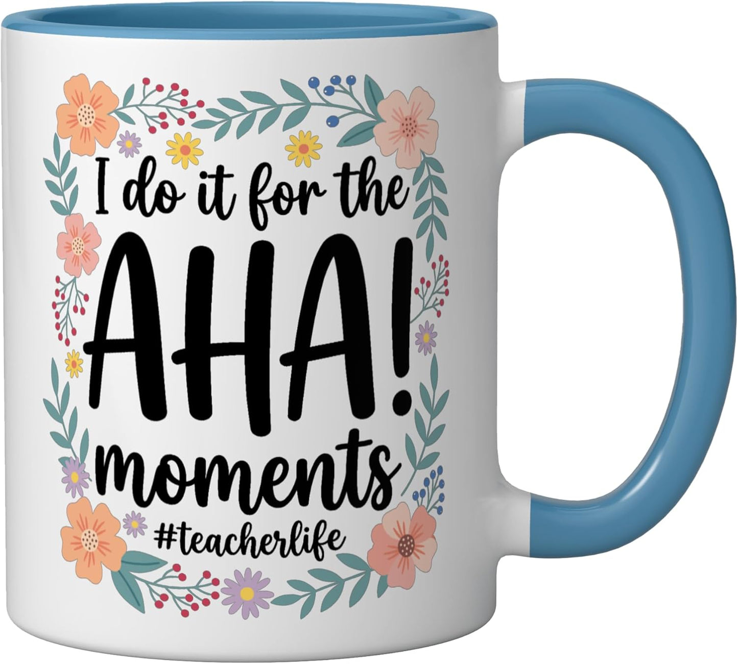 Taza Cerámica Docente Aha Moments Azul/Blanco