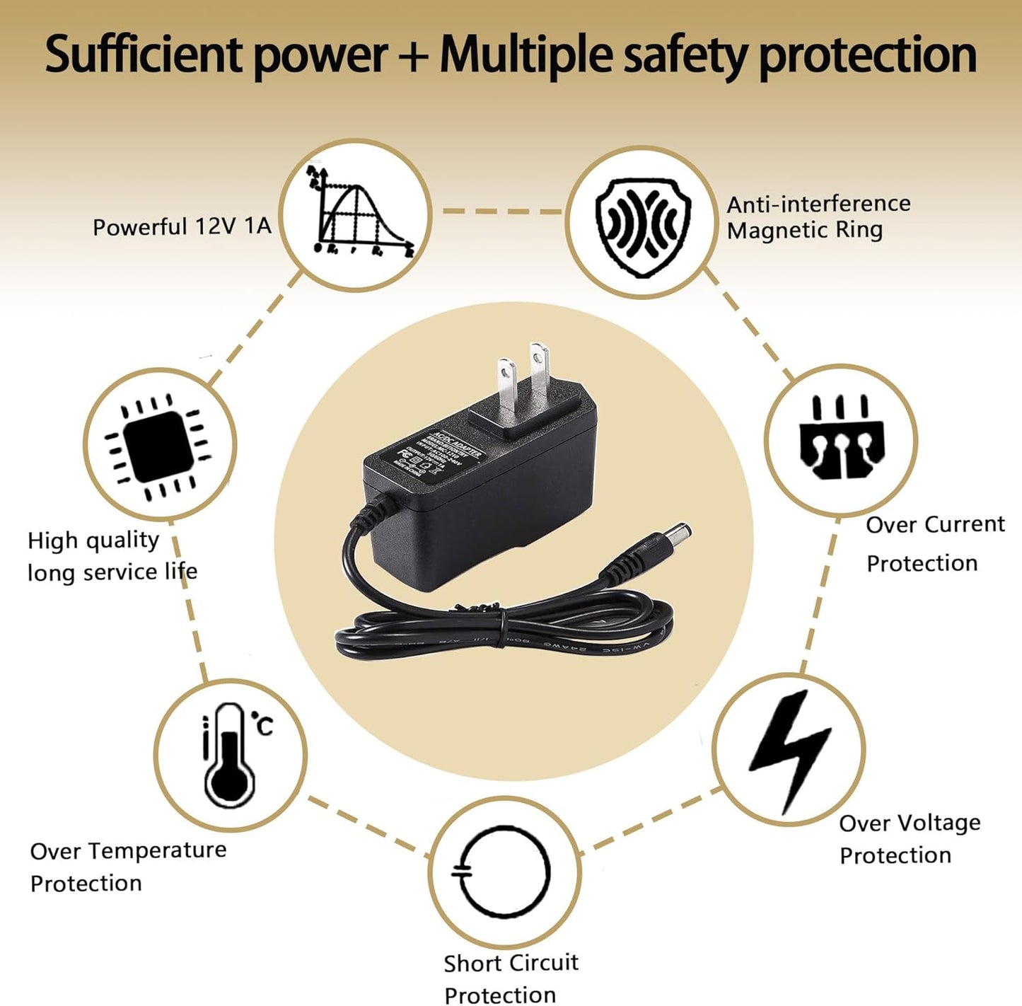 Adaptador CA a CC 12 V 1A 100-240 V