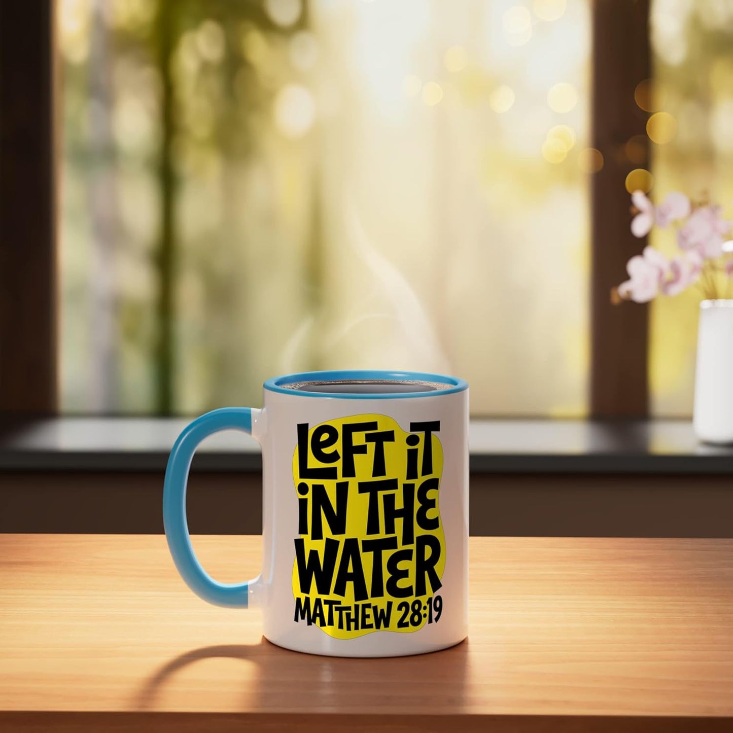 Taza Cerámica Blue/White Matthew 28:19 Amarillo