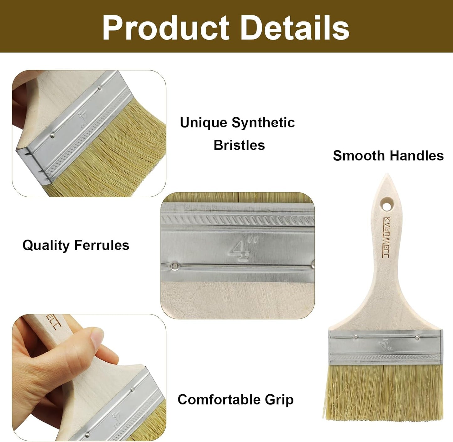 Brocha pintura virutas doble grosor mango madera 4pulg