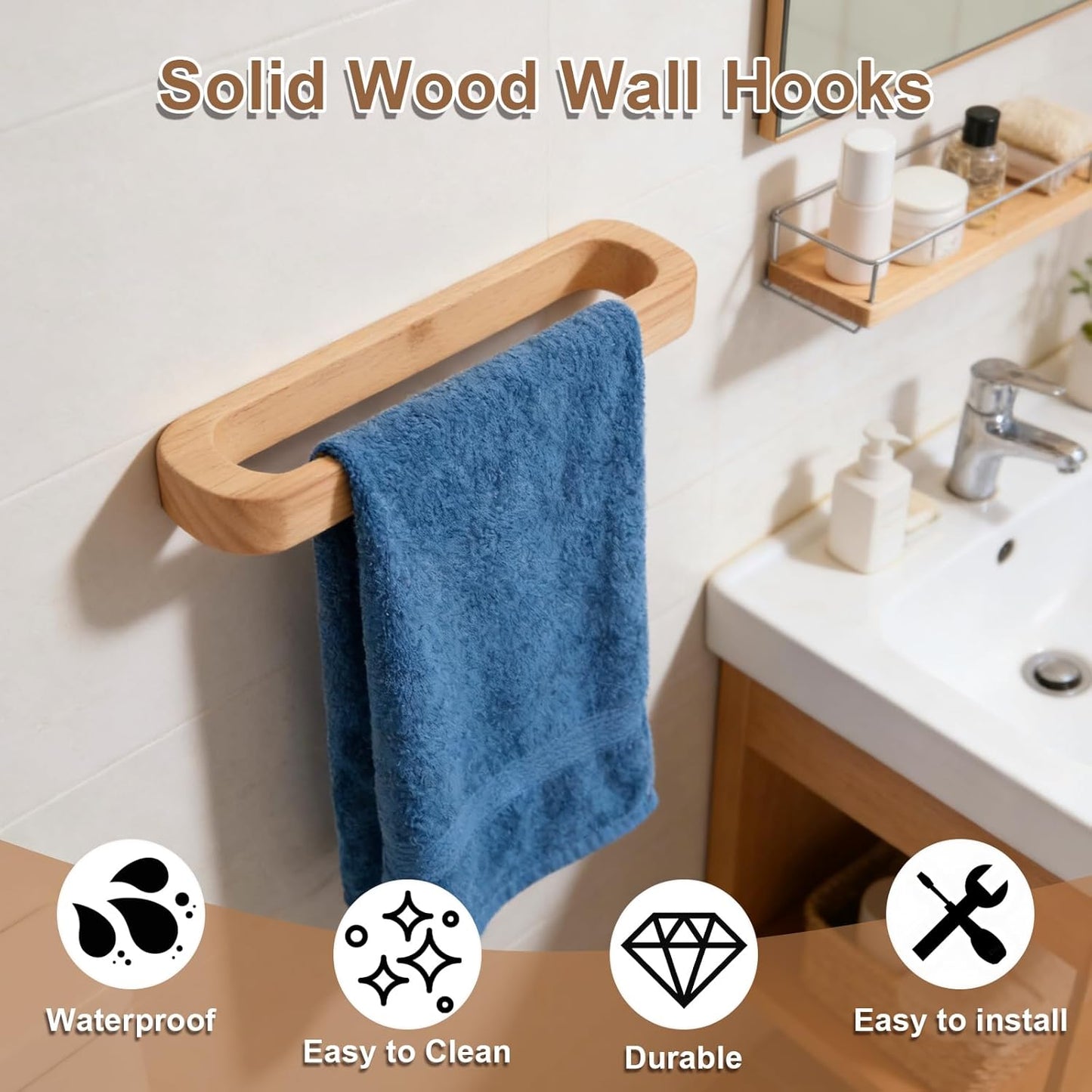 Toallero Bambú Montable Baño Cocina Decorativo