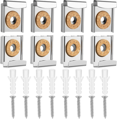Set 8 Clips Espejo Pared Con Resorte Metal Tapones