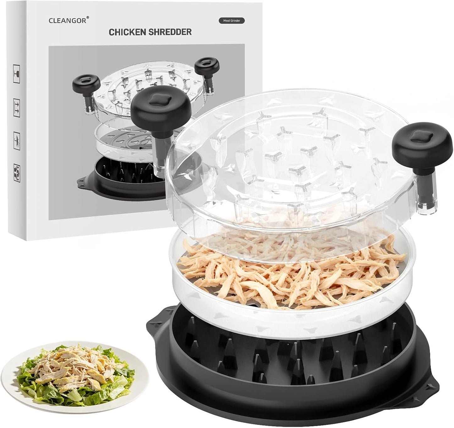 Trituradora de pollo con mango ergonómico y superficie antideslizante