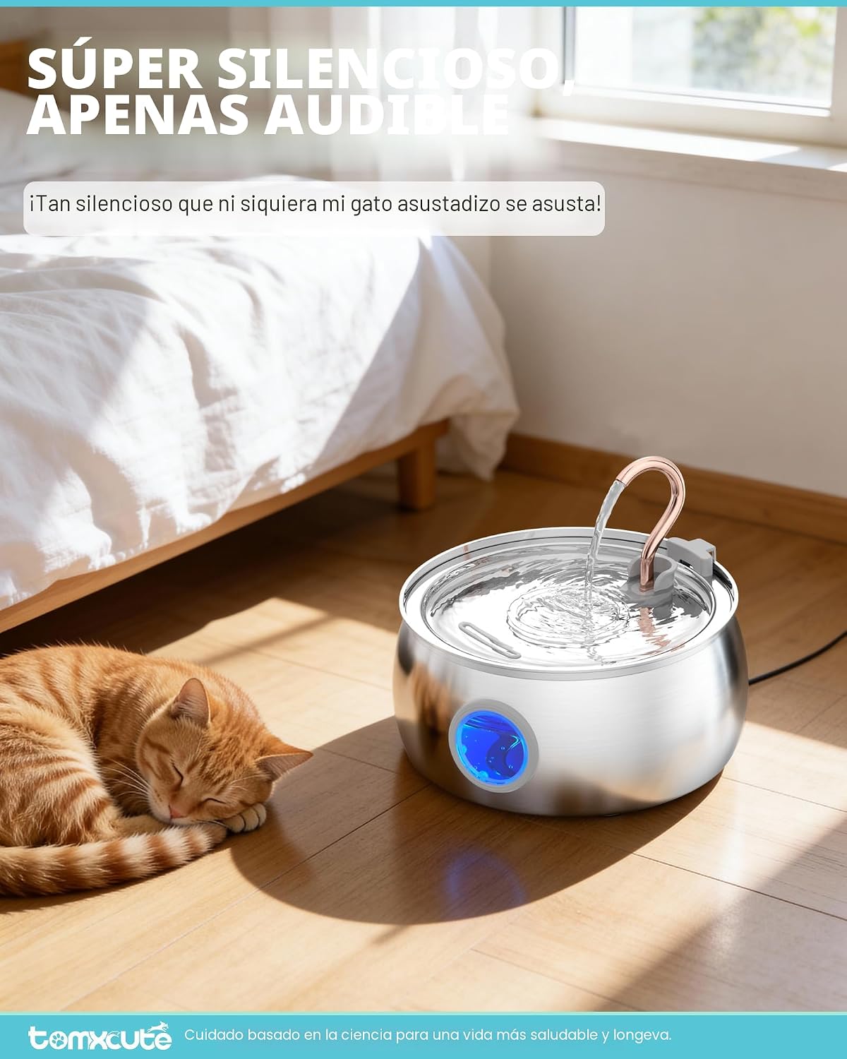 Fuente agua gato 4L cobre acero inox con 3 filtros