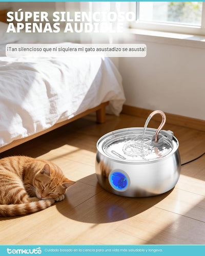 Fuente agua gato 4L cobre acero inox con 3 filtros