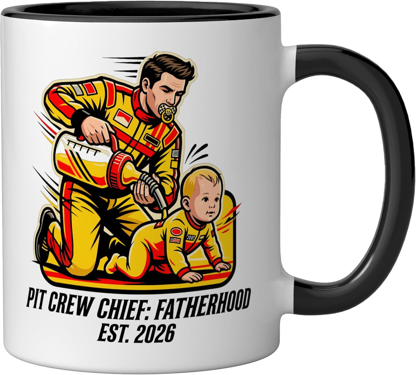 Taza cerámica para papá Pit Crew Chief 2026 negro/blanco