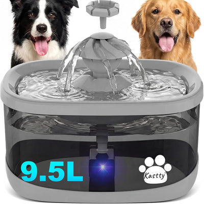 Fuente agua perros grandes 9.5L 2.5gal 3 modos LED gris