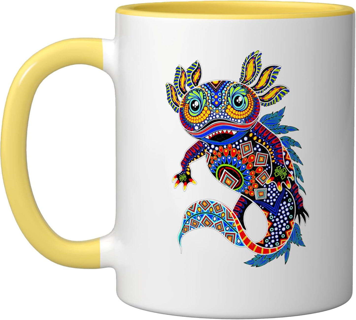 Taza Cerámica Axtol Colorida Estilo Mexicano Amarillo/Blanco