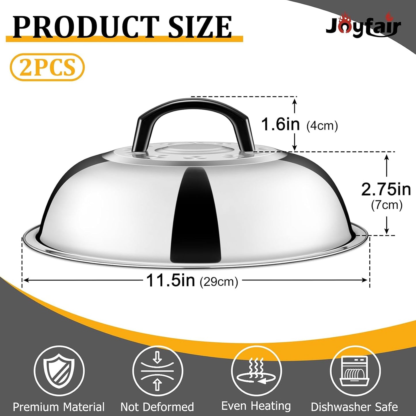 Set 2 Cúpula Fundir Queso 11.5pulg Acero Inox Mango Calor