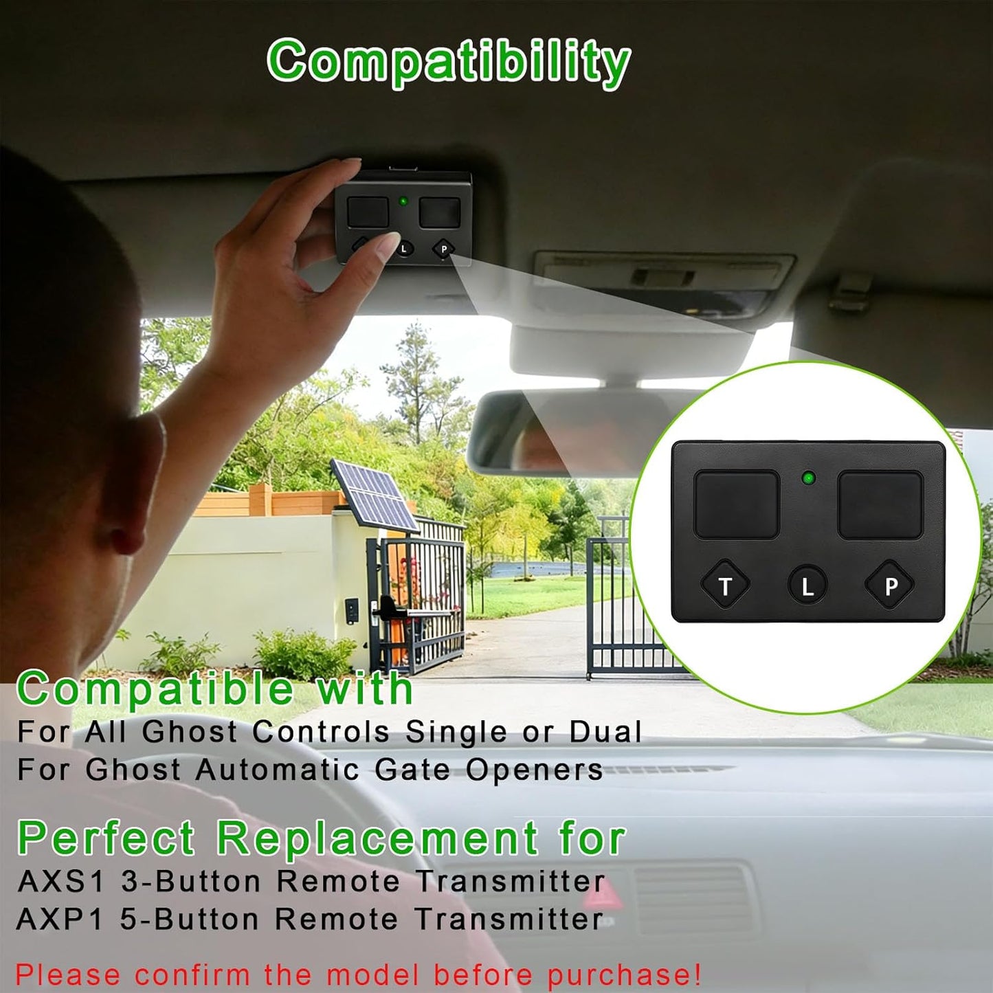 Transmisor remoto 5 botones para puerta Ghost Controls AXS1 AXP1