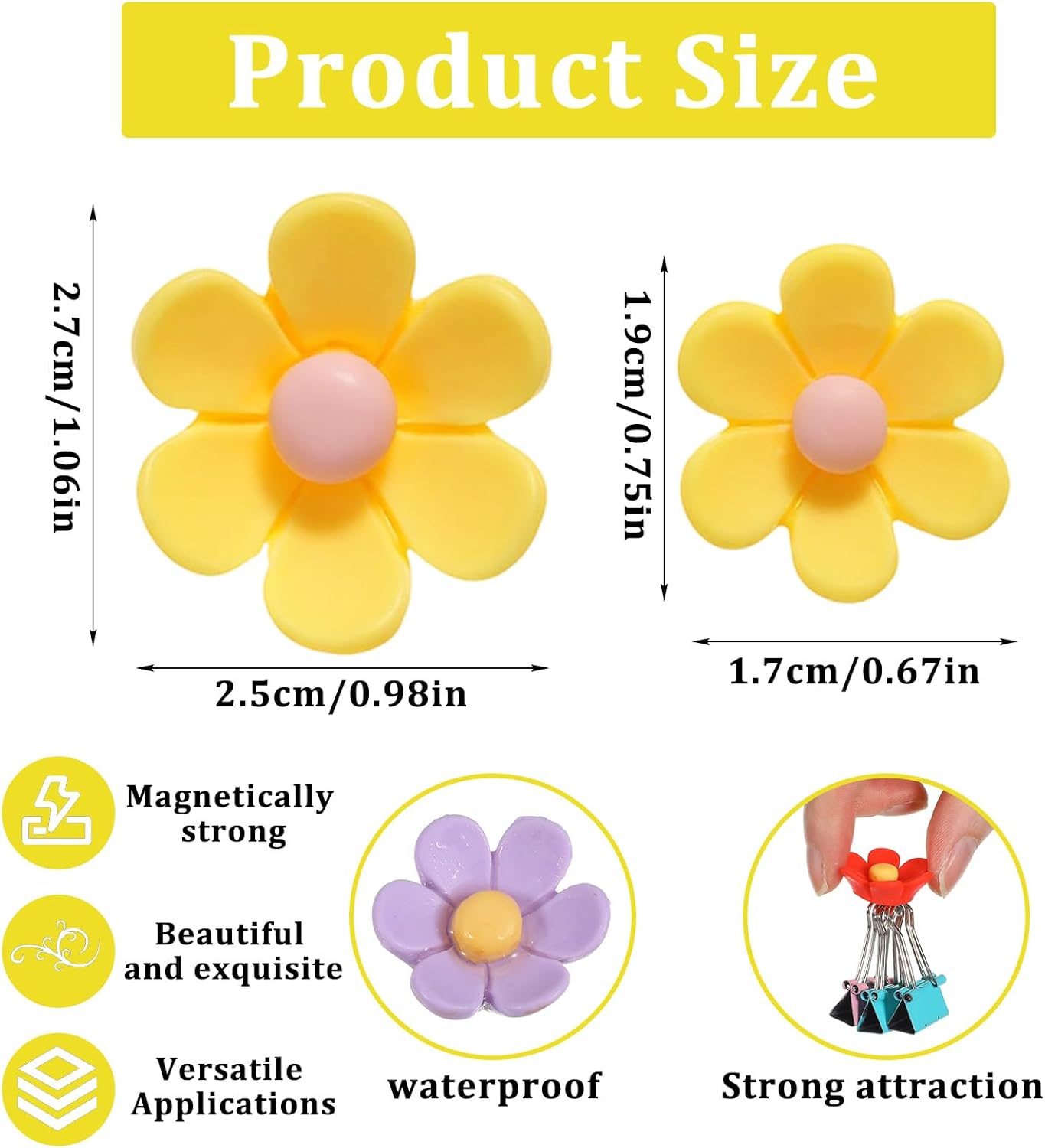 Imanes de flores 3D coloridos para refrigerador y pizarra
