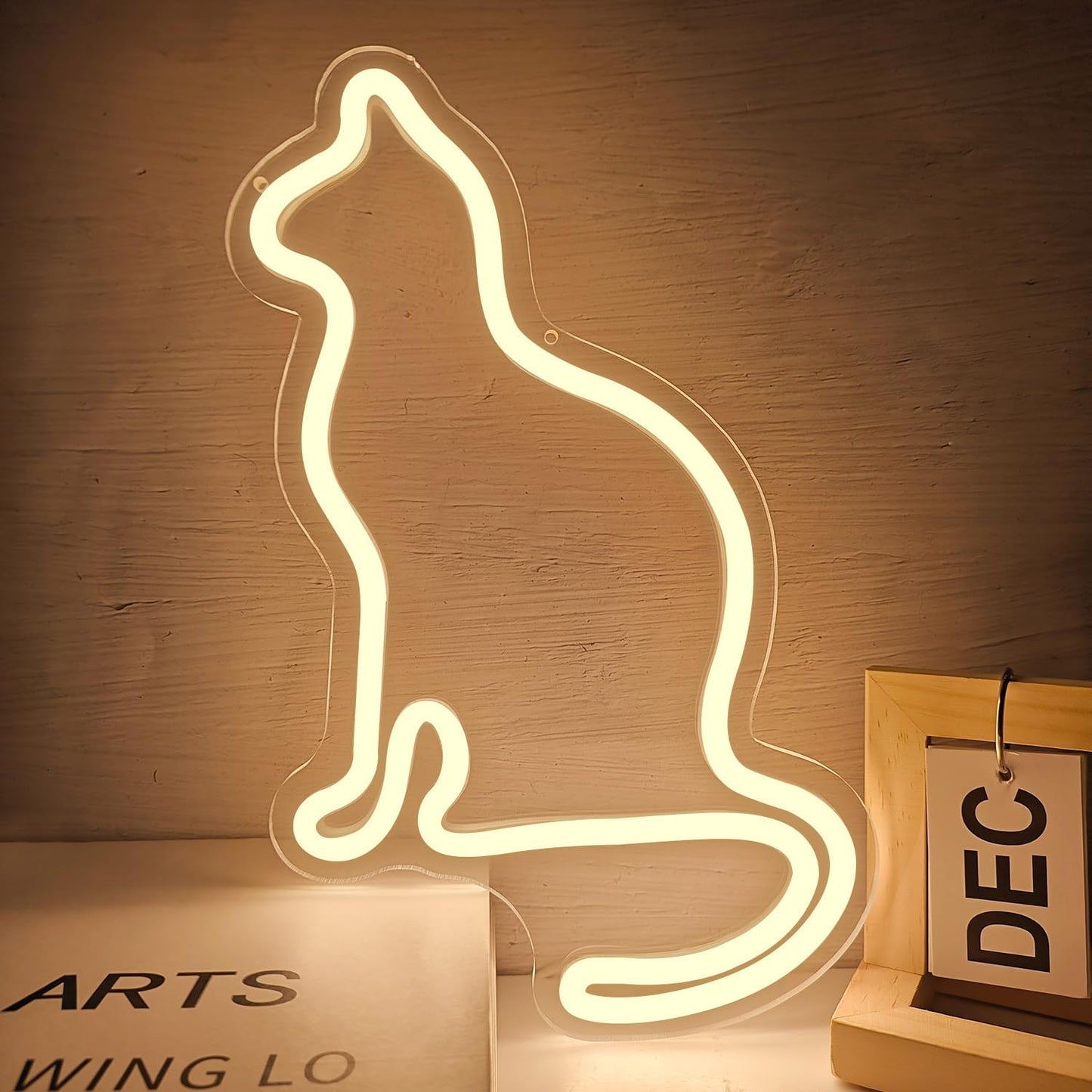 Letrero neón gato LED para pared USB regalo fiestas