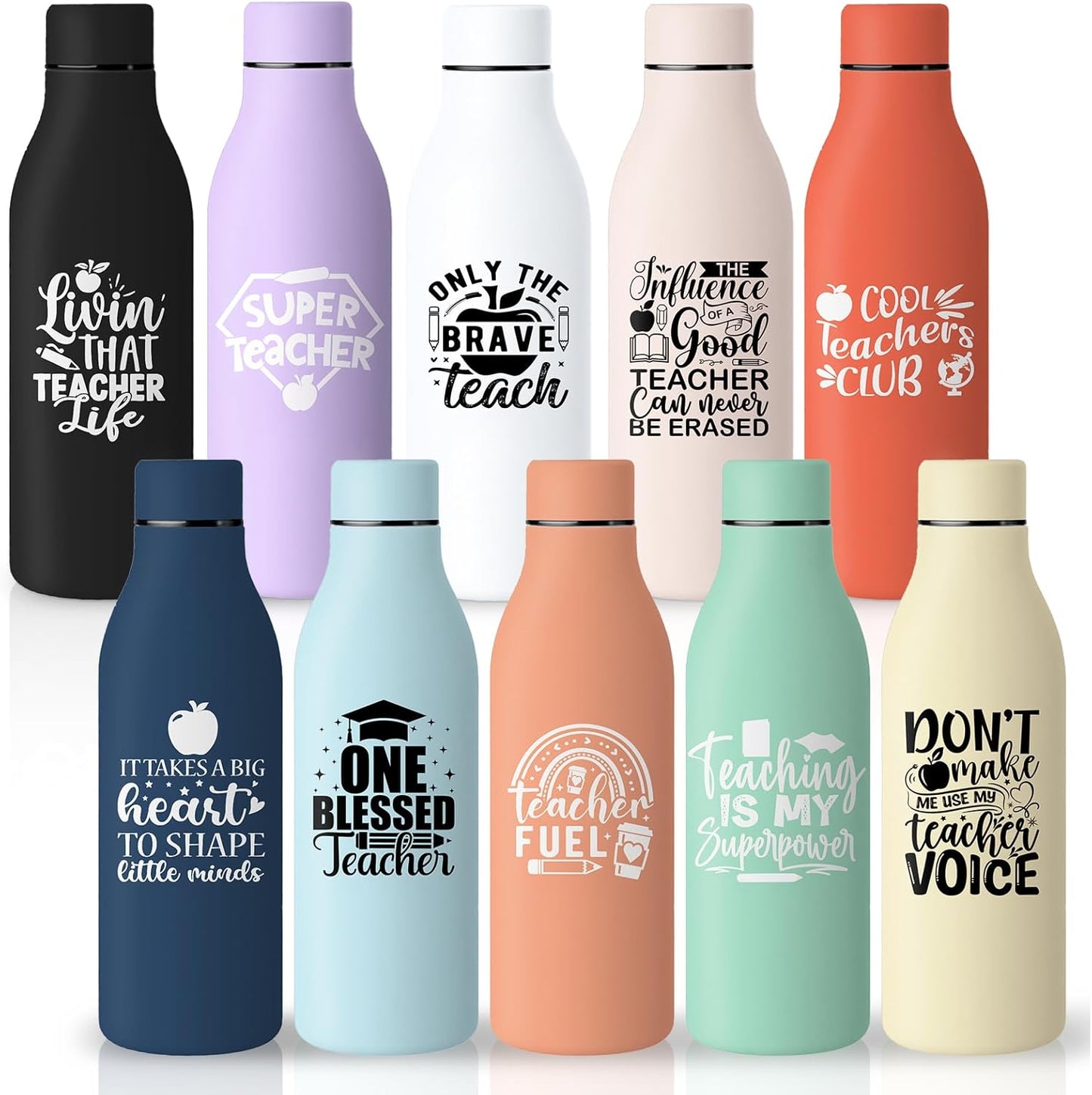 Paquete 10 Botellas Agua Aislada Acero Inox 17oz