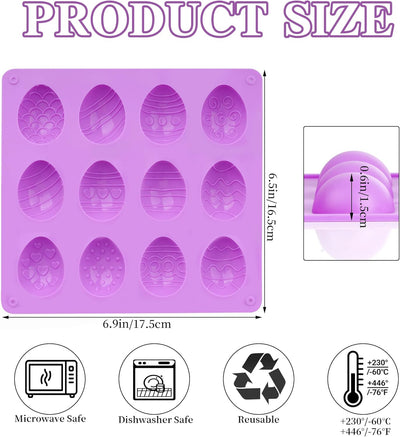 Juego de 2 moldes de silicona de 12 cavidades para hornear Pascua