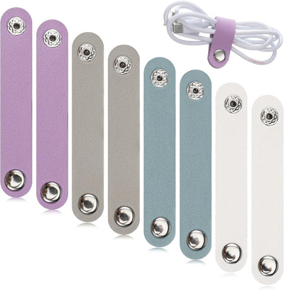 8 Organiz. Cables Cuero Reutilizables Poliuretano