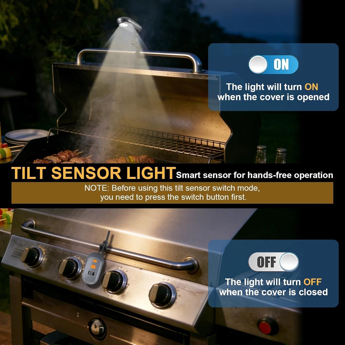 Luz parrilla exterior sensor inclinación ajustable