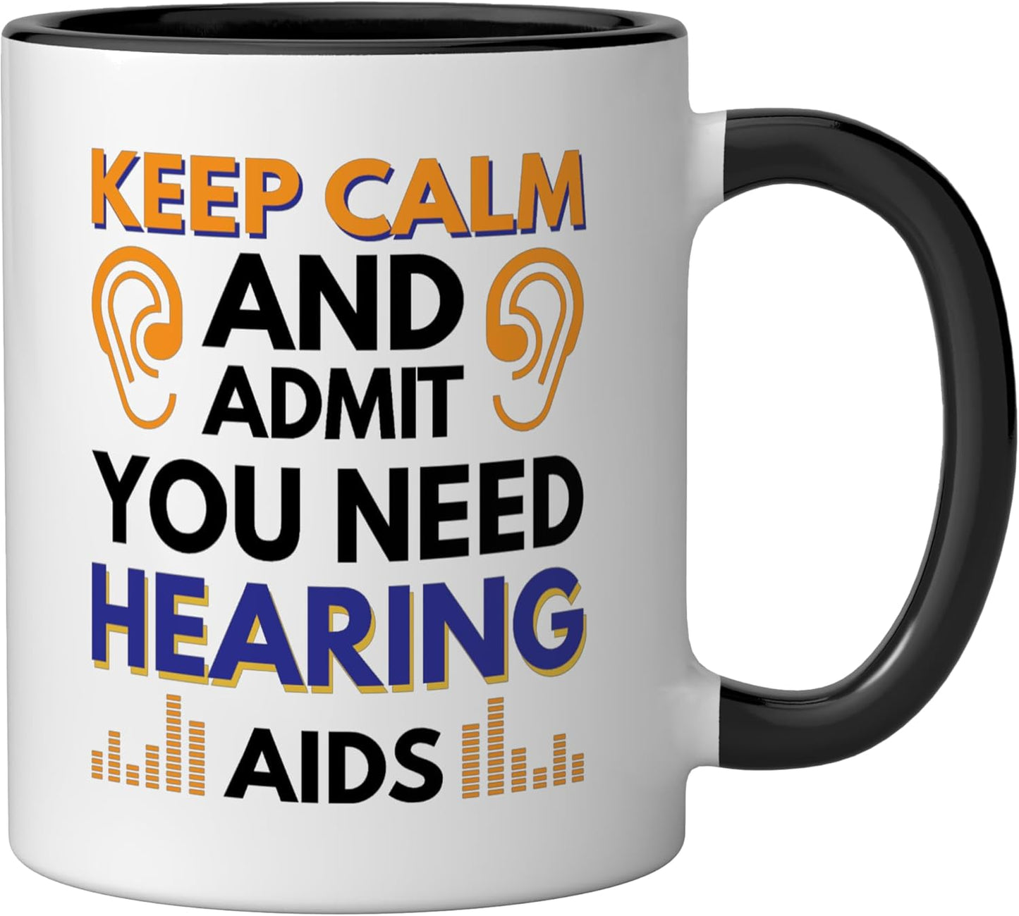 Taza cerámica Keep calm y admite que necesitas audífonos negra/blanca