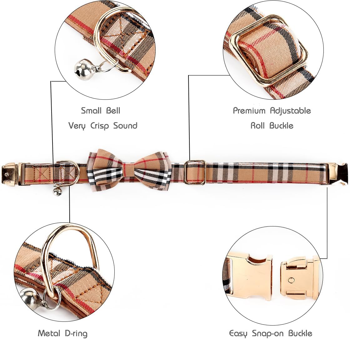 Collar perro con corbatín ajustable para mascotas patrón elegante