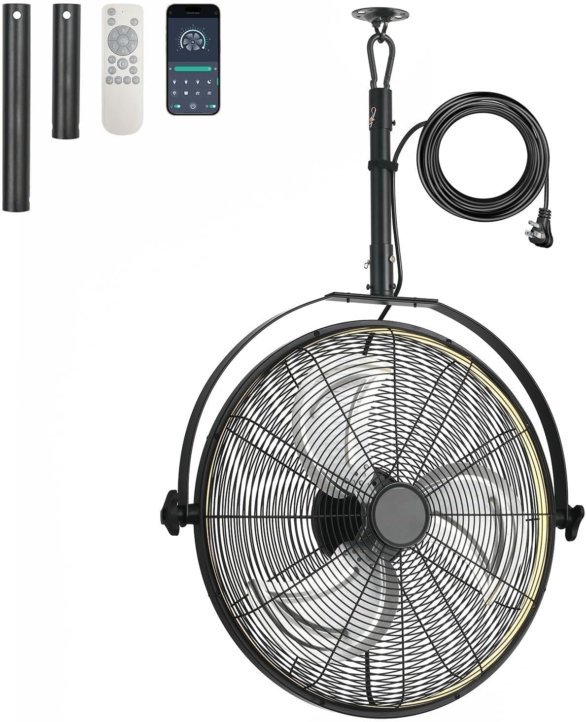 Ventilador techo colgante 22.8pulg con luz 3CCT 6 vel