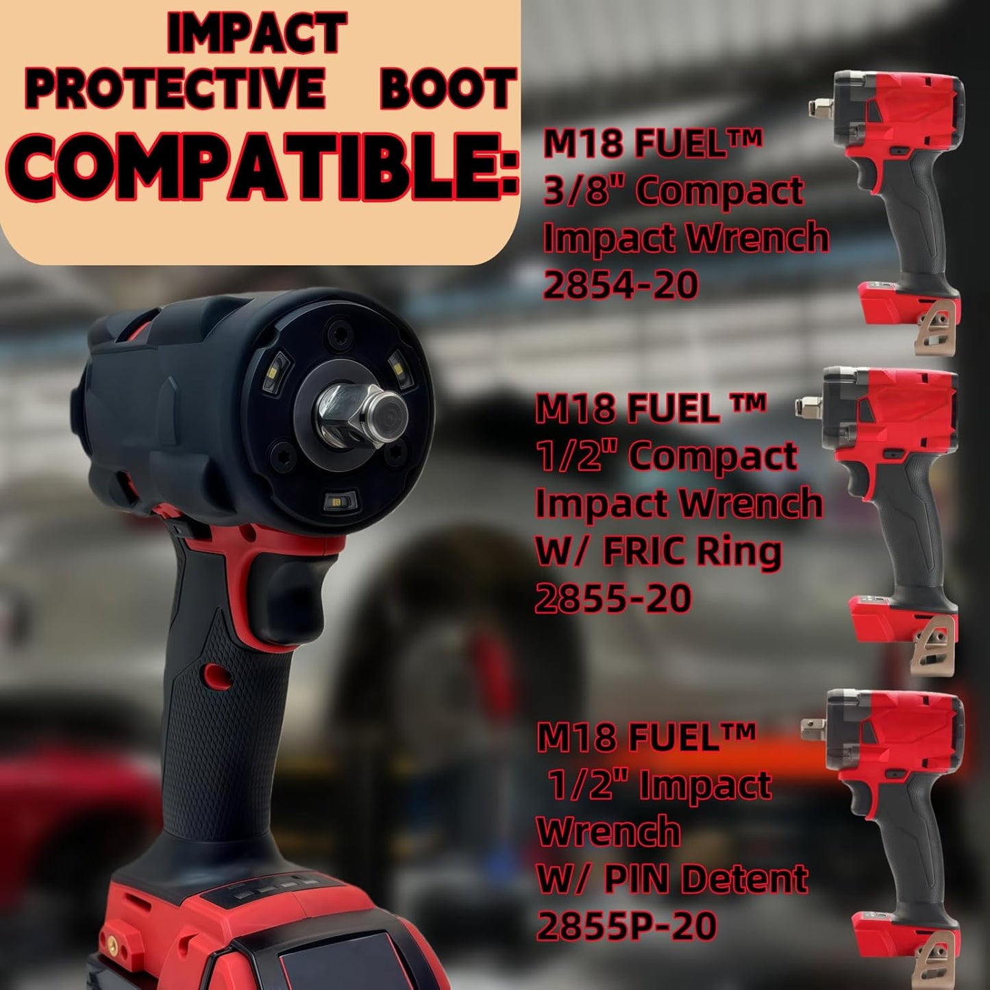 Funda impacto para llave M18 FUEL 3/8" 1/2" comp resistente negro