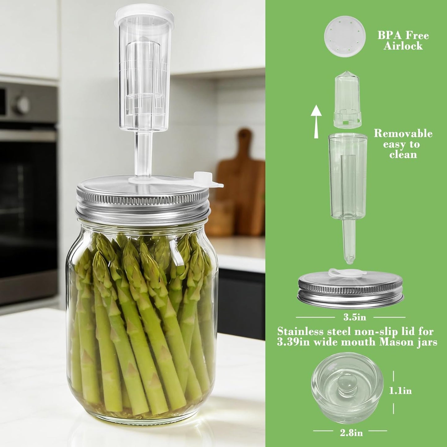 Kit de fermentación de tarros de masón con tapas, pesos y esclusas