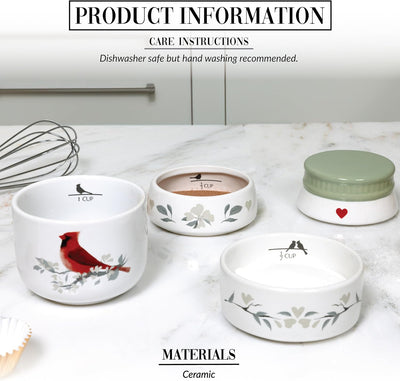 Tazas medidoras apiladas para hornear y cocinar con diseño floral