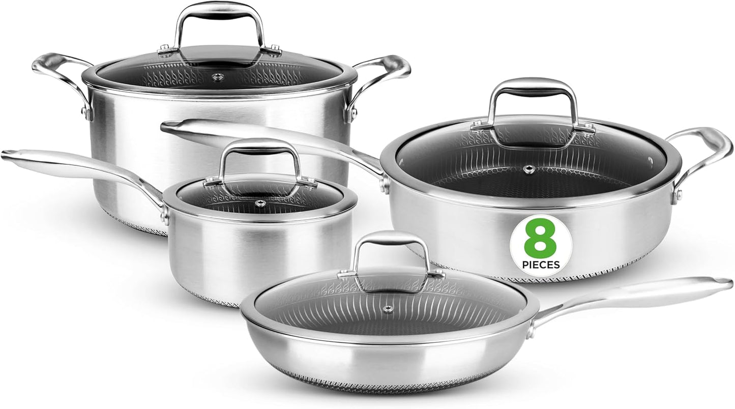 Set 8 Pzas Utensilios Acero Inox Antiadherente