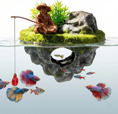 Decoración flotante acuario con gancho para peces Betta Guppy