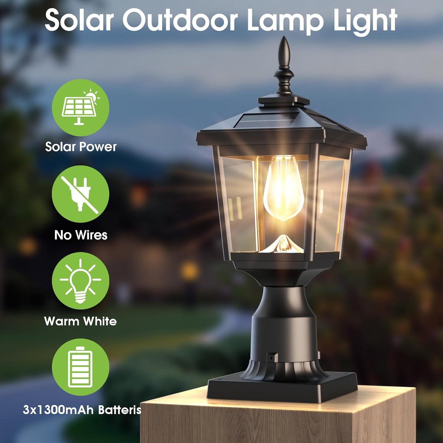 Luz solar poste jardín 3000K impermeable decorativa