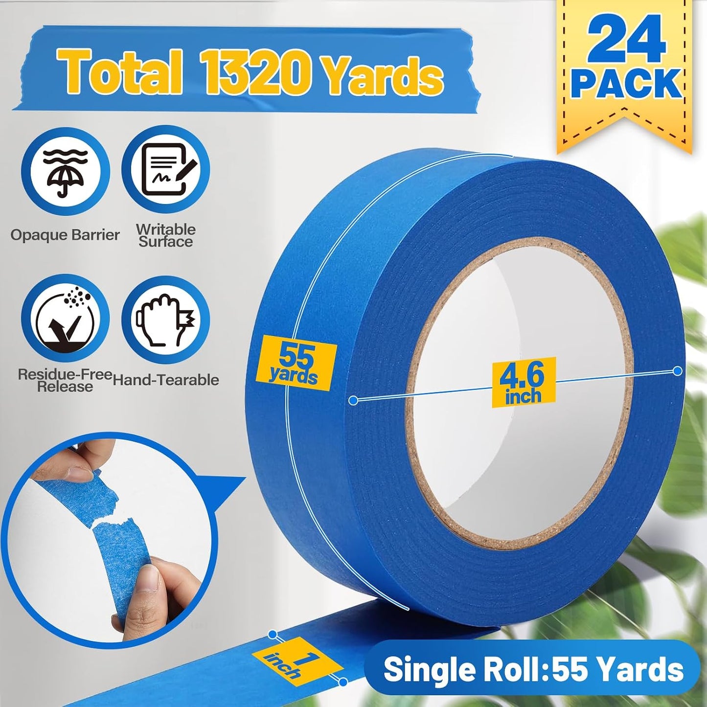 Cinta adhesiva pintor azul 24 rollos 1320yd multiusos