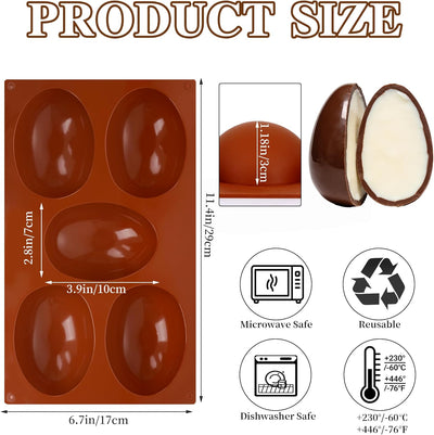 Moldes de silicona para huevos de Pascua de 5 cavidades juego de 2