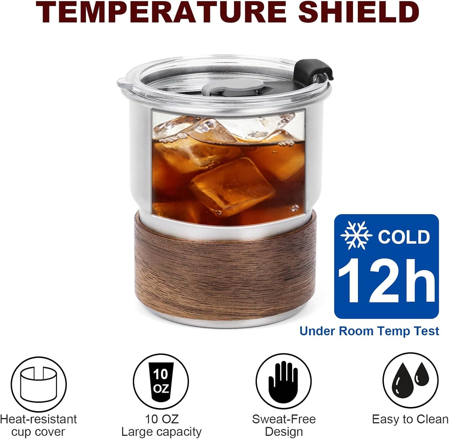 Taza acero inox 10oz con tapa para agua té y bebidas frías plata