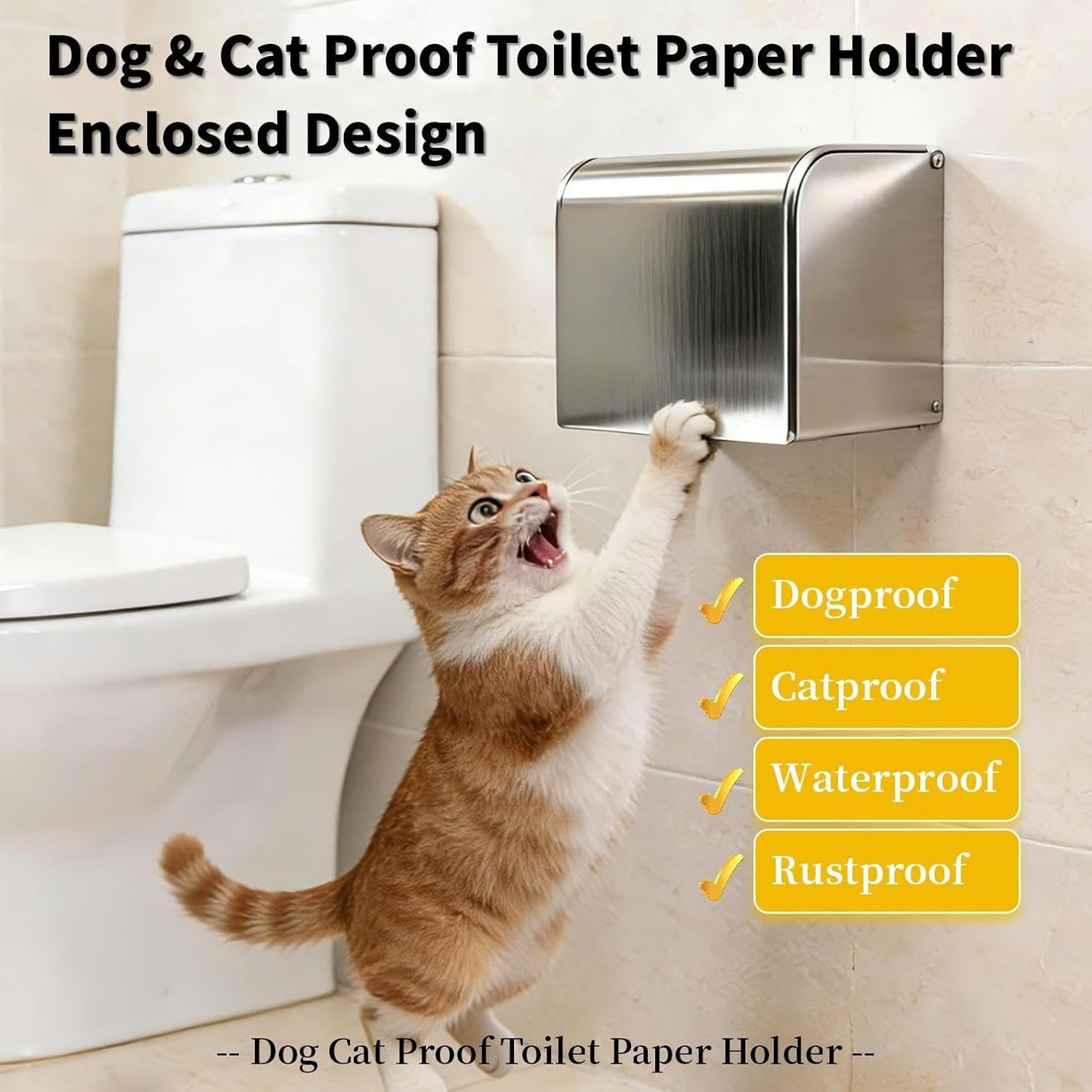 Soporte papel higiénico acero inox cubierto anti mascotas