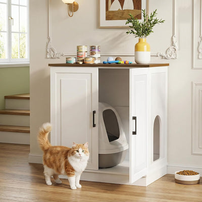 Caja arena grande para gatos armario madera granja blanco