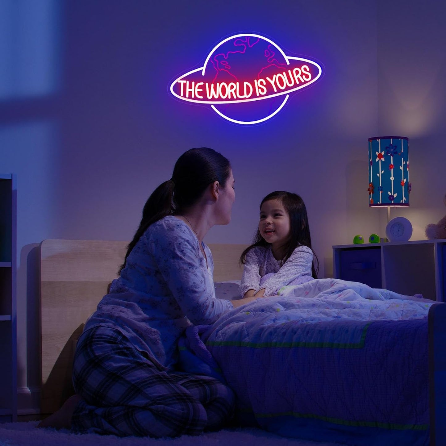 Letrero neón 'The World Is Yours' 17x10.6pulg LED azul USB