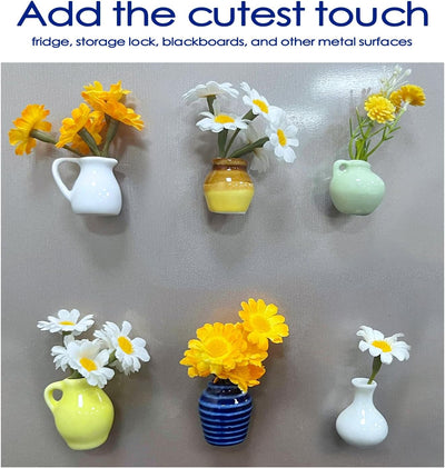 Mini imanes de jarrón y flores cerámica para nevera decoración de oficina
