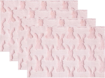 Manteles individuales de Pascua con conejo rosa 12x18 pulgadas felpa suave